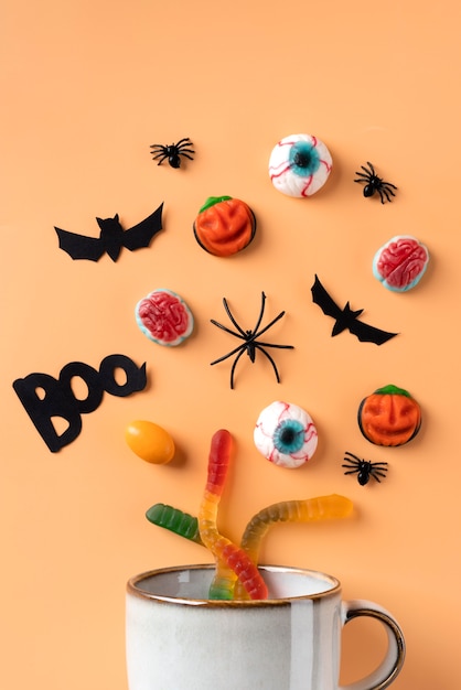 Free Photo flat lay composition creative halloween elements