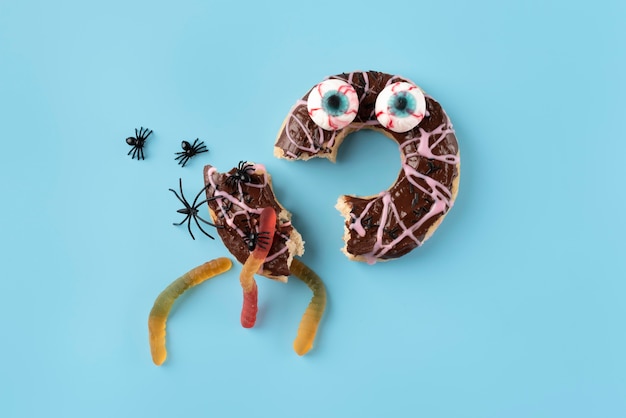 Flat lay composition creative halloween elements