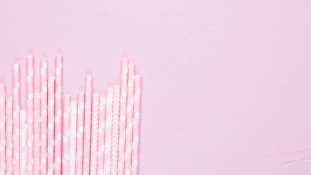 Free photo flat lay composition of drinking straws