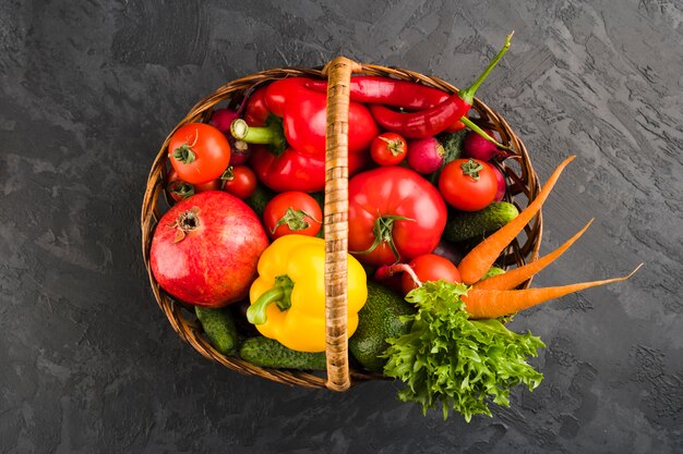 Flat lay composition of healthy vegetables