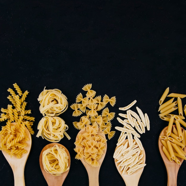 Flat lay composition of pasta with copyspace