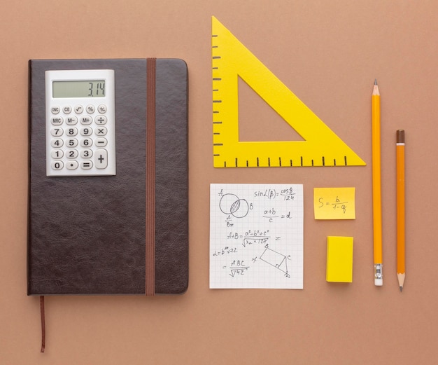 Flat lay composition of school supplies