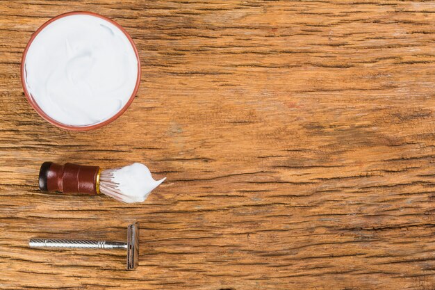 Flat lay composition of shaving objects