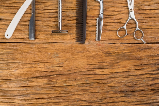 Flat lay composition of shaving objects