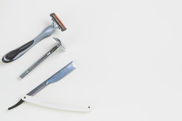 Flat lay composition of shaving objects