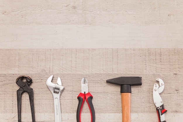 Flat lay composition of tools