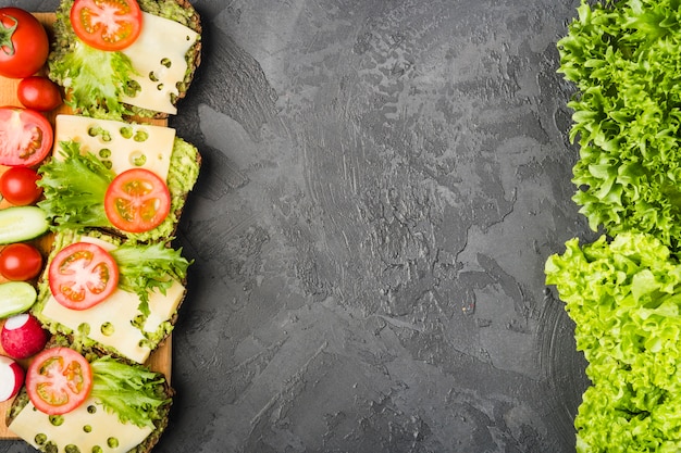 Flat lay composition of vegetables with copyspace