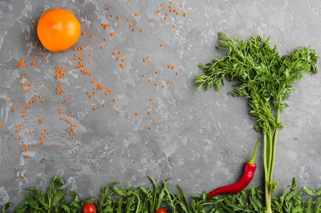 Flat lay composition of vegetables with copyspace