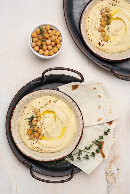 Flat lay composition with delicious local food dish