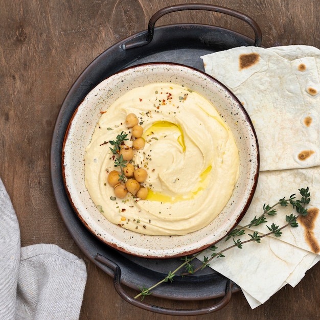 Free Photo flat lay composition with delicious local food dish