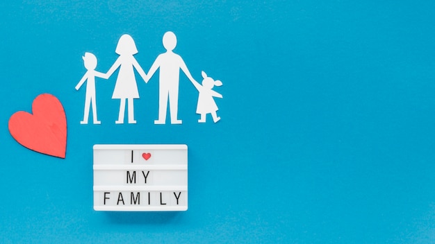 Free Photo flat lay creative arrangement of family concept with copy space