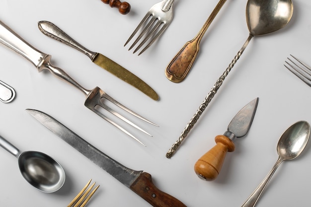 Flat lay cutlery arrangement