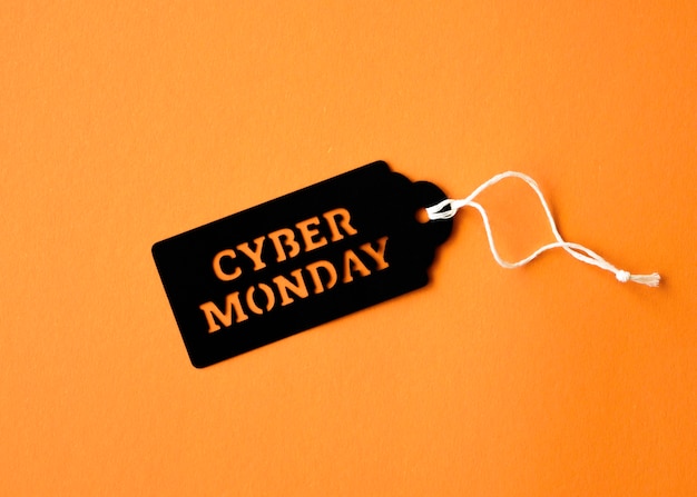 Free Photo flat lay of cyber monday tag