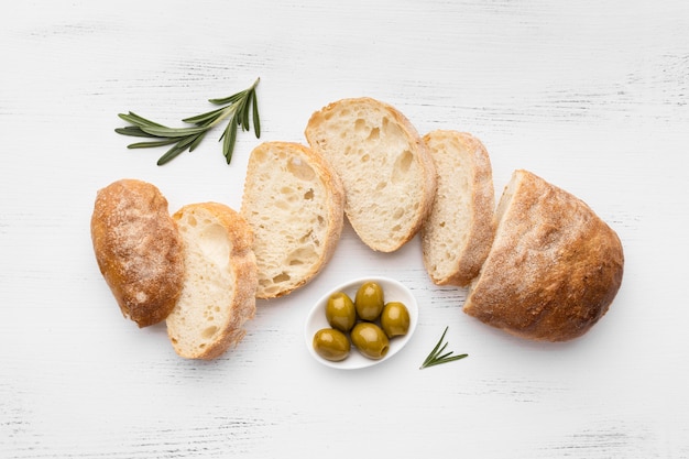 Free photo flat lay of delicious bread concept