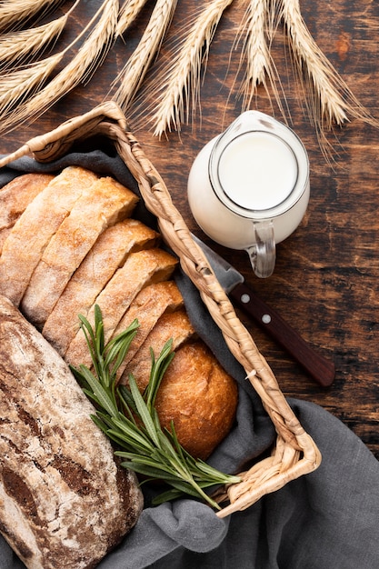 Free photo flat lay of delicious bread concept