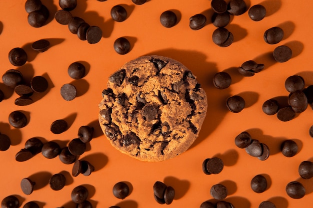 Free photo flat lay delicious chocolate chips