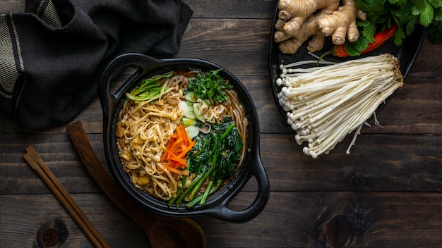 Free photo flat lay delicious composition of noodles on a table