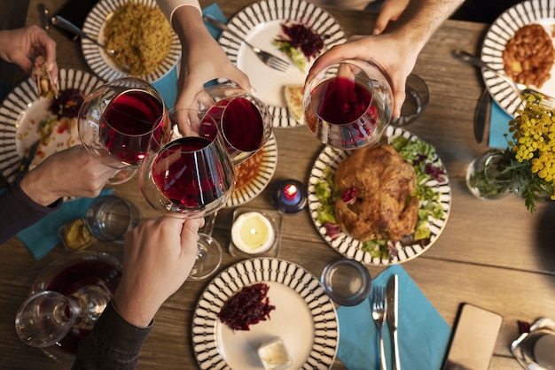 Free Photo flat lay delicious dinner on table