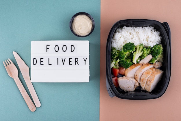 Free photo flat lay delicious food pack