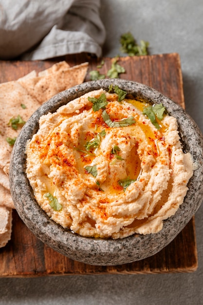 Flat lay delicious jewish dish