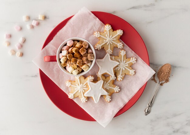 Free Photo flat lay of delicious snowflake biscuits concept