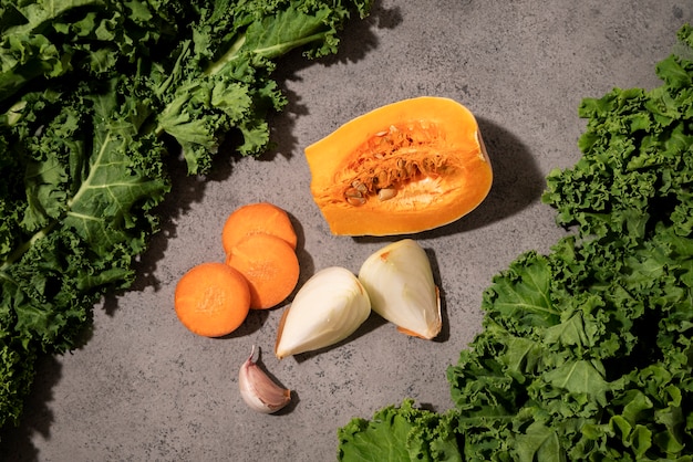 Flat lay delicious vegetables arrangement