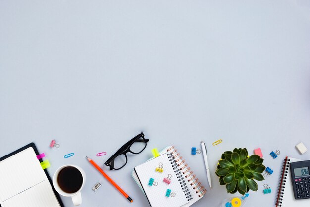 Flat lay desk concept with copy space