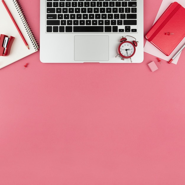 Flat lay of desk concept with copy space