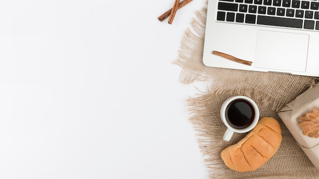 Flat lay of desk concept with copy space