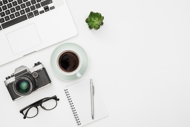 Flat lay desk concept with copyspace