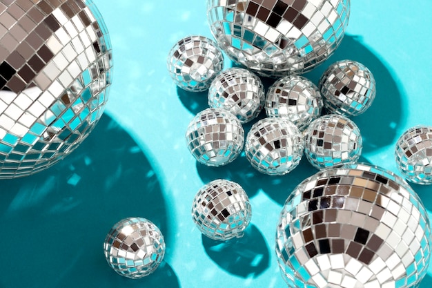 Flat lay disco globes arrangement