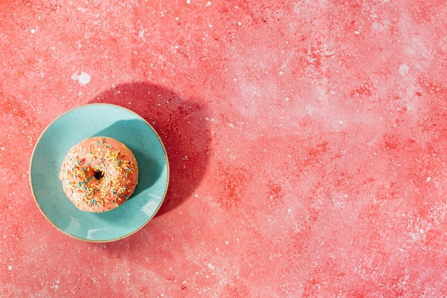 Free Photo flat lay donut composition with copyspace