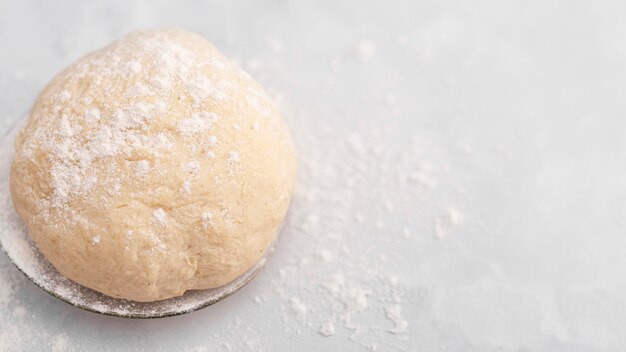 Flat lay dough on white table