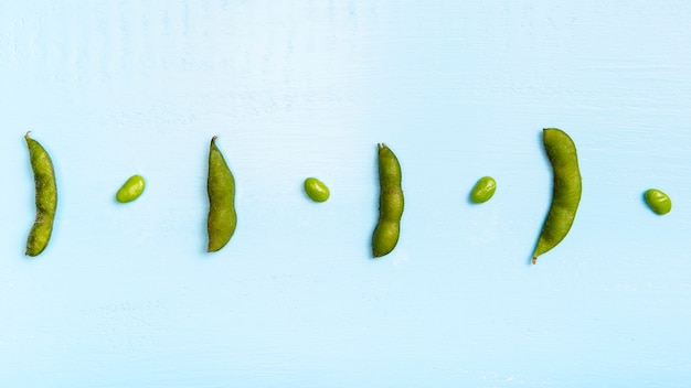 Free photo flat lay edamame beans arrangement