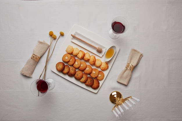 Free Photo flat lay of feast for the first day of passover seder