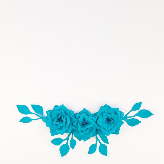 Flat lay floral decoration with white background