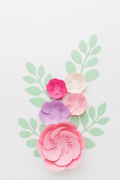 Free Photo flat lay floral paper decoration