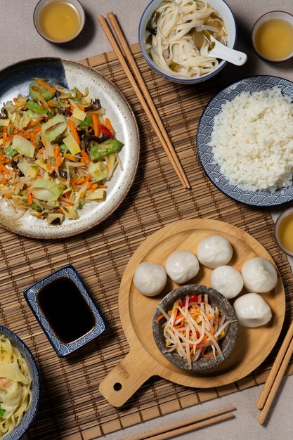 Flat lay food arrangement still life