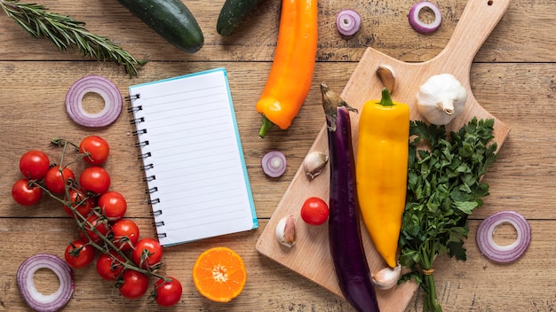 Free photo flat lay of food ingredients with fresh vegetables