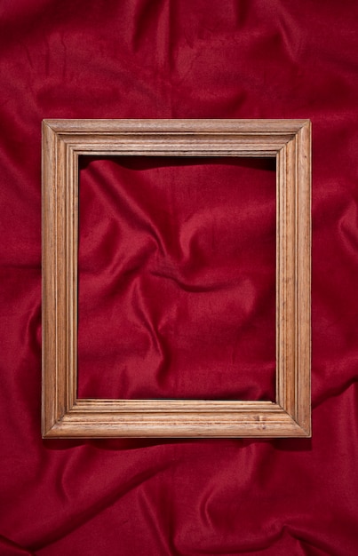 Flat lay frame on red background