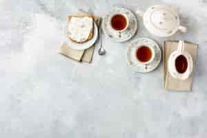 Free photo flat lay frame with tea and copy-space