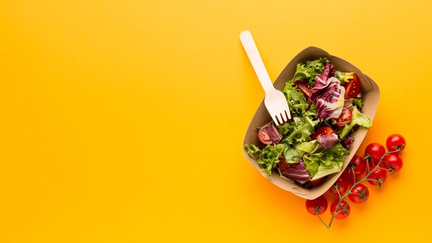 Flat lay of freshness salad box