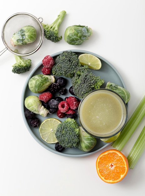 Free Photo flat lay green smoothie arrangement