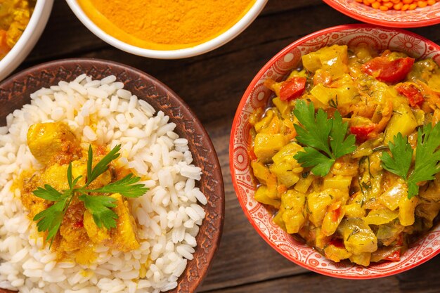 Flat lay indian food assortment