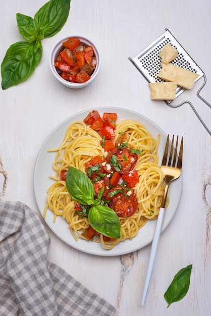 Flat lay local food meal assortment