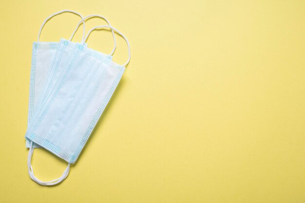 Flat lay of medical masks with copy space