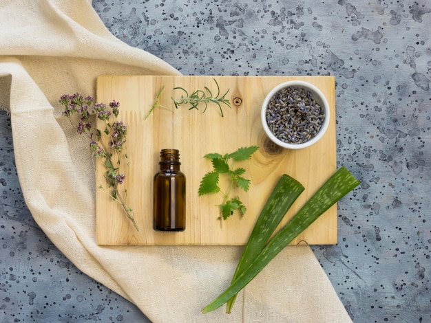 Free photo flat lay of medicinal spices and herbs