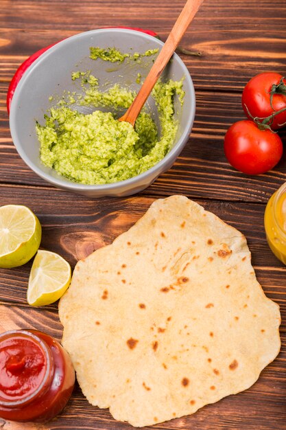 Flat lay mexican food composition