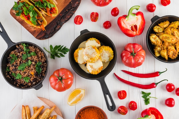 Free photo flat lay of mexican food