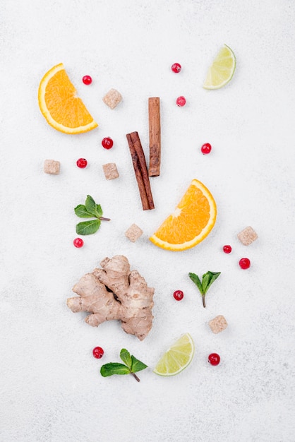 Free Photo flat lay minimalist assortment of ingredients